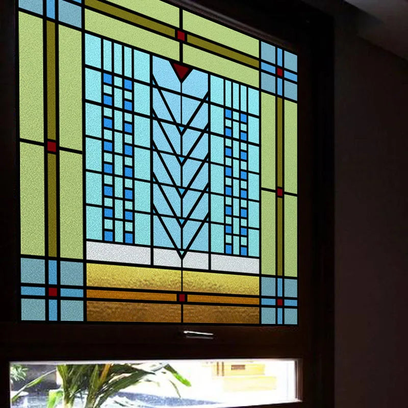 Custom Size Window Film, Stained Glass Sticker, Western Style, Privacy Frosted, Static Cling, Door, Office Home Decal