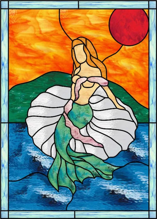 Custom Size Window Stained Glass Films,Mermaid,Flower, Fairy,People Painting Stickers for Bathroom, Door, Office, Home Decor