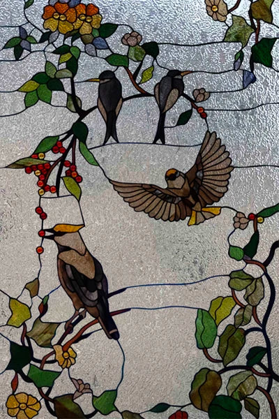 3D Matte Window Film,Stained Glass Decorative Uv Window Sticker,Privacy Frosted Static Cling,Custom size for Glass,Birds,Peacock