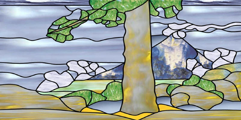 Window Film Stained Glass Stickers,Custom size Static Cling Frosted Privacy,Bird Tree Print For Transom Window Glass Home Decor