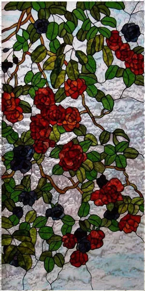 Custom Stained Glass Window Films,Frosted sticker,Privacy Static Cling Flower Fruit Trees For Bathroom Sliding door Home Office