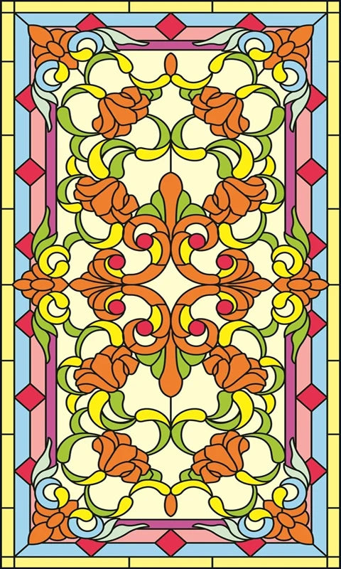 Window Film Victorian Stained Glass Films Customized  Church-style Static Cling Sticker Kitchen Bathroom Substitute for Home