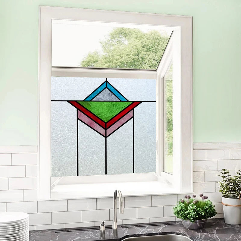 Custom Size Window Film, Stained Glass Sticker, Western Style, Privacy Frosted, Static Cling, Door, Office Home Decal