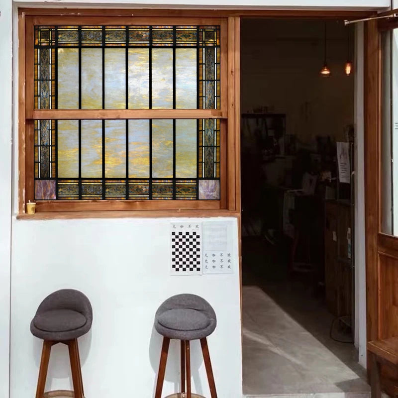 Stained Glass Window Film, Square Window Sticker, Privacy Frosted Static Cling, Home Decal, Door, Office, Custom Size