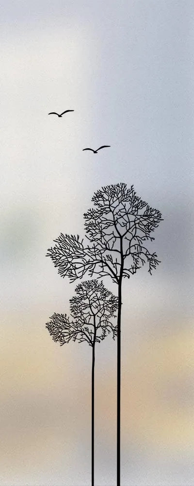 Custom Size Stained Glass Window Film,Frosted Privacy, Static Cling, Door Sticker,Kitchen and Bathroom, Tree Home Decor