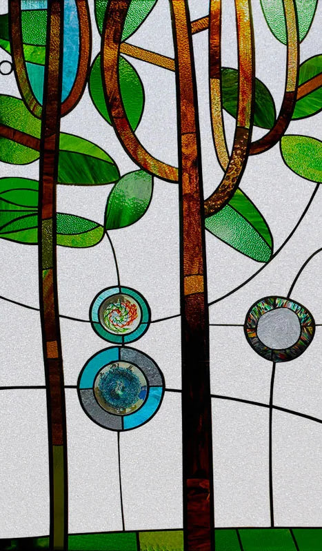 Stained Glass Vinyl Window Stickers Frosted Surface Bedroom Bathroom Decor Window Film Privacy Lucky tree Custom Size