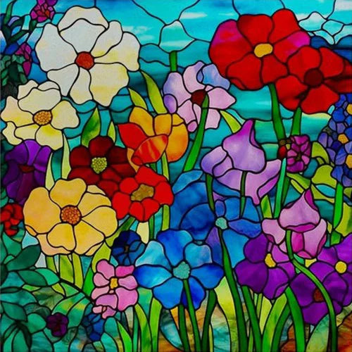 Custom size Window Film Stained Glass Films Frosted Privacy Static Cling Retro Flower Sticker Bathroom Skylight Decor