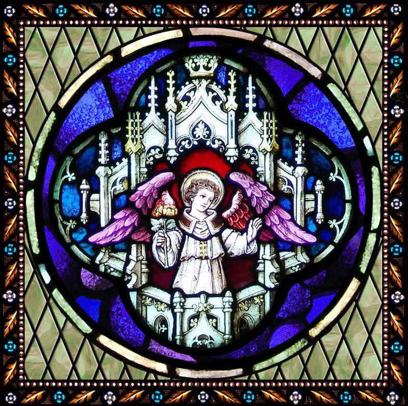 Custom Made Window Film Stained Glass Sticker,Angels Picture,Static Cling Frosted Privacy for House Worship Home Decor