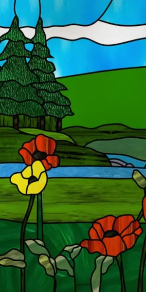 Custom Size Window Film, Stained Glass Stickers, Static Cling, Frosted Privacy Print, Sun,Sailboat,for Window Door, Home Decor