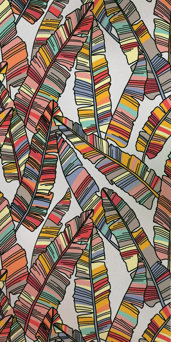 Stained Glass Film, Opaque Sticker,Frosted Static Cing ,Tropical Leaves, Seamless Pattern,Home Decor, Privacy, Custom Size