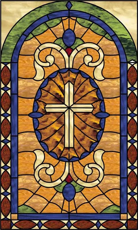 Window Film Victorian Stained Glass Films Customized  Church-style Static Cling Sticker Kitchen Bathroom Substitute for Home