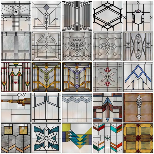 Custom size Window Film Stained Glass Films Square Window Sticker Retro Privacy Frosted Static Cling Home Decor  for Glass Door