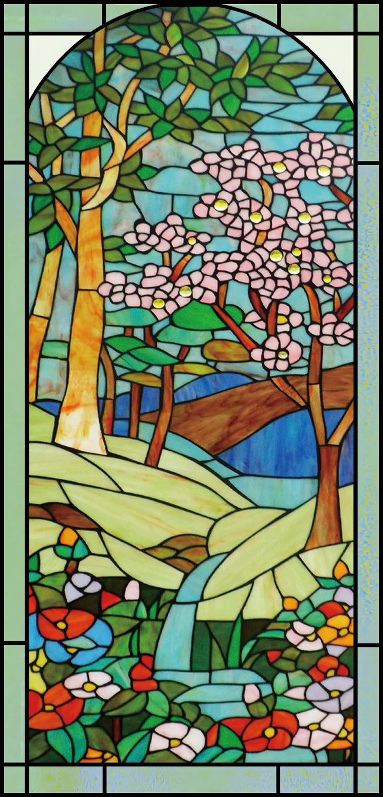 Custom Size Stained Glass Window Film Frosted Privacy Static Cling Tree Tiffany Style Stickers Shower Kitchen Office Home Decor