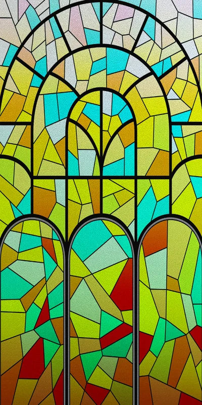 Frosted Stained Glass Window Film, Reusable Window Covering, Sun Catcher, Mosaic Rainbow Color, Privacy, Home-Decor