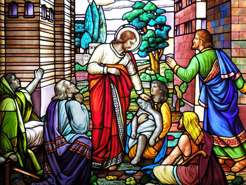 Custom Size Stained Glass Window Film, Frosted Privacy, Static Cling, Church, Mythological People, Transom Window, Home Decor