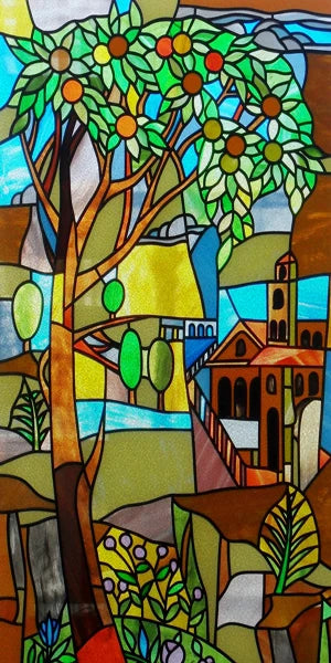 Frosted Stained Glass Window Film, Church Static Cling,Door Sticker,Print SunFlower,Tree,Fruit,Birds,Home Decor, Customized