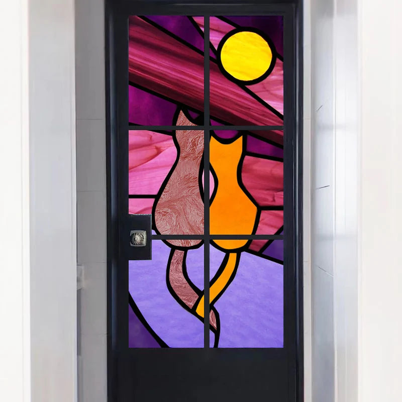 Custom Size Window Film, Stained Glass Stickers, Static Cling, Frosted Privacy Print, Sun,Sailboat,for Window Door, Home Decor