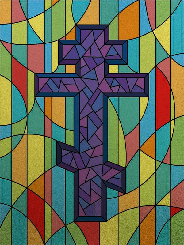 Custom Frosted Stained Glass Window Film,PVC Static Cling Films,Cross Church Decor Foil Stickers