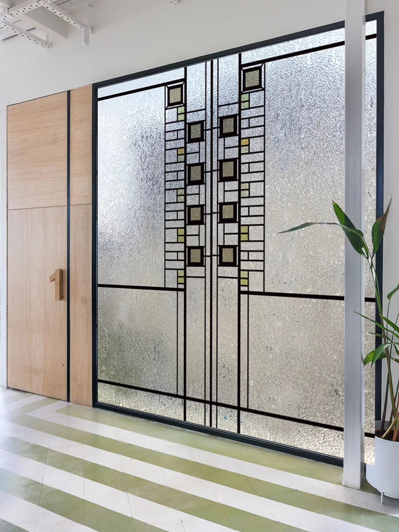 Window Film Frosted Stained Glass Films,Customized Art Design Prairie Static Cling Sticker,Home Decor Foil Window Treatment