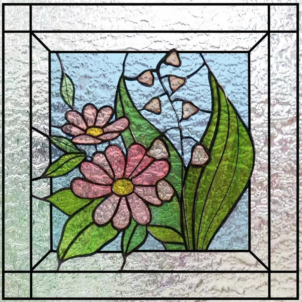 Custom size 3D Matte Window Film Stained Glass Decorative Uv Window Sticker Privacy Frosted Static Cling for Glass Garden Flower