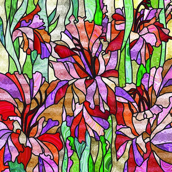 Window Film Frosted Stained Glass Films,Customized Art Deco Design Flowers Static Cling Sticker,Home Decor Foil Window Treatment