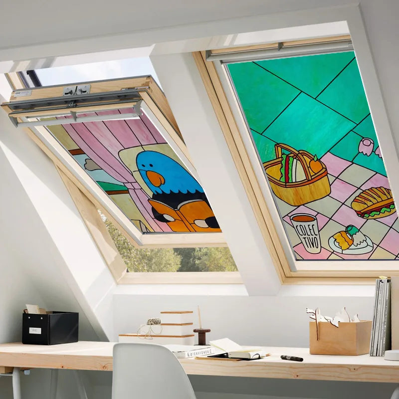 Custom Stained Glass Films Window Film Frosted Sticker Cats For Kids Room Door Light Box Poster Home Decor