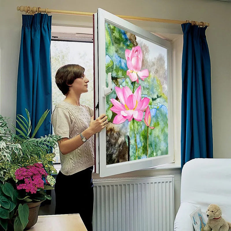 Frosted Stained Glass Window Film, Customized Decor Design, Flower Static Cling Sticker,Home Decor Foil, Treatment