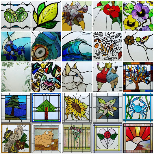 Frosted Stained Glass Window Film, Leaf Tree Static Cling Sticker,Home Decor Foil Treatment, Customized Art Design