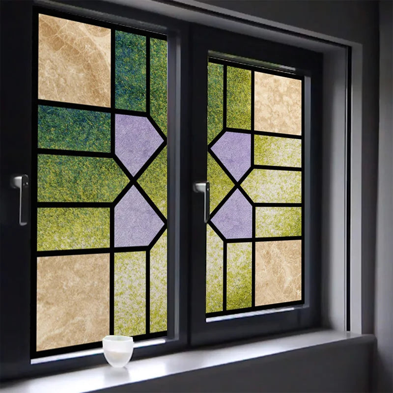 Window Film Frosted Stained Glass Films,Customized Art Deco Design Flower Static Cling Sticker,Home Decor Foil Window Treatment