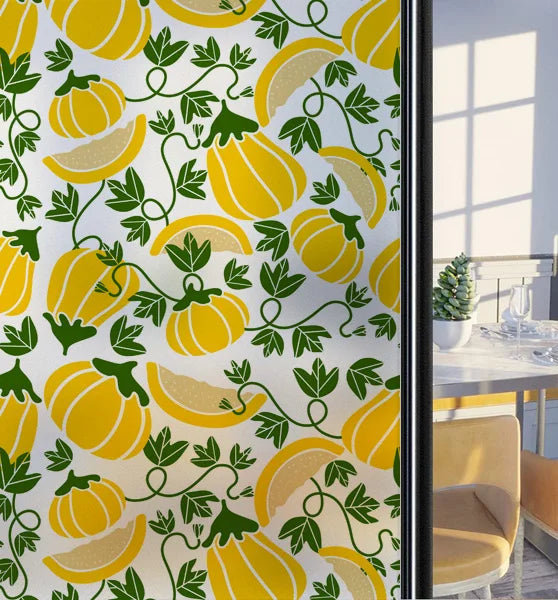 Customized Frosted Stained Glass Window Film, Art Deco Design Leaves,Static Cling, Remove Door Sticker,Home Decor