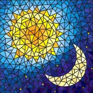 European Church Mosaic Stained Glass Films,Window Stickers Static Cling,Sun, Mosaic, Custom made to fit any Window Size or Shape