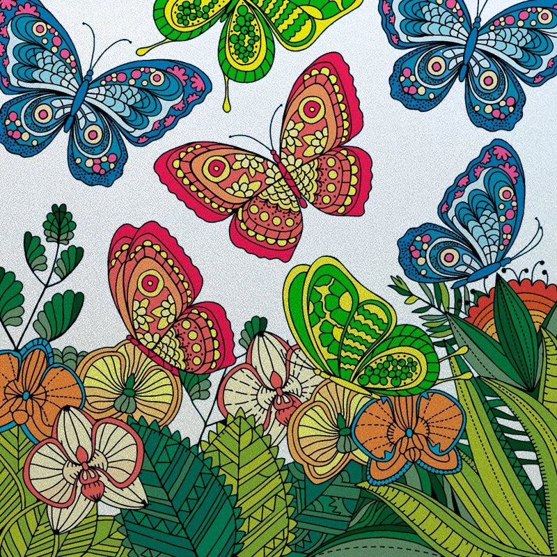 Window Film Frosted Stained Glass Films Static Cling Privacy Films Door Sticker Butterfly Kitchen Office Home Decor Customized