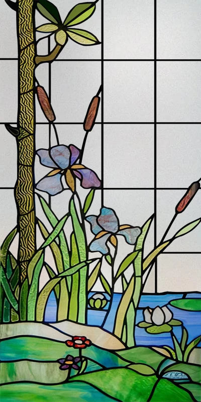 Custom Size Stained Glass Window Film Frosted Privacy Static Cling Retro Prairie Style Stickers Shower Kitchen Home Decor Flower