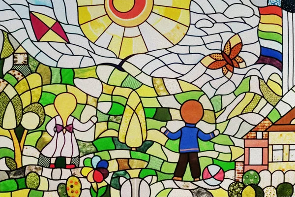 Custom Size Stained Glass Window Film, Transom Frosted Glass Sticker, Kitchen Room Door, Bathroom, Home Decor