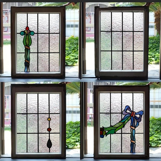 Frosted Stained Glass  Film, 3D Matte,Grid, Transparent,Static Cling,Privacy, Door Sticker,Customized for Office, Home Decor