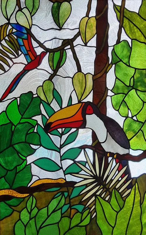 Frosted Stained Glass Film, Custom Size, Privacy, Static Cling,Door Sticker, Bathroom  Kitchen  Home Decor,Rose,Flower, Fruit