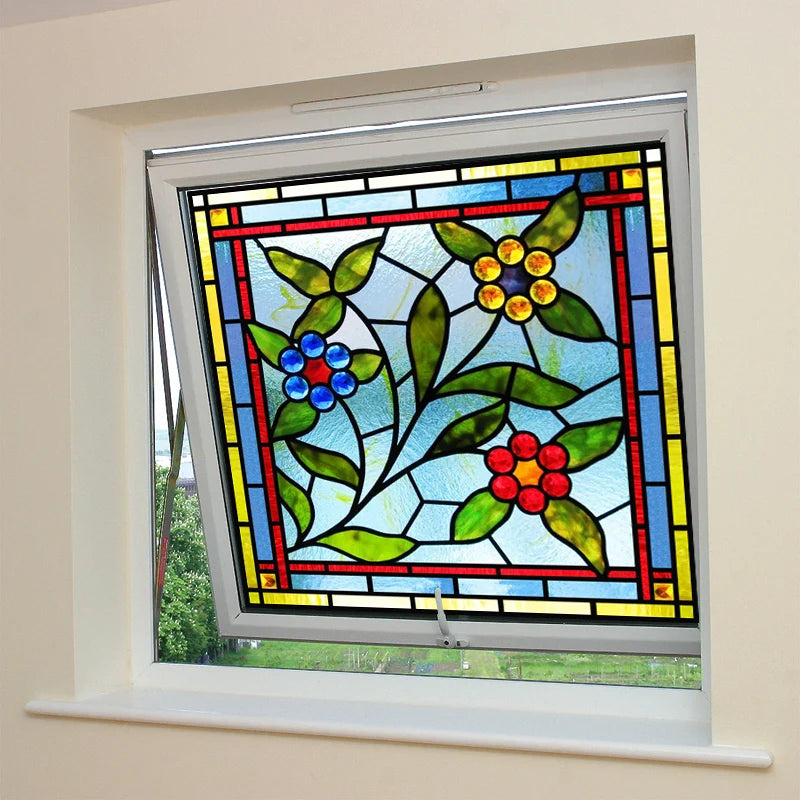 Custom size 3D Matte Window Film Stained Glass Decorative Uv Window Sticker Privacy Frosted Static Cling Window Decal for Glass