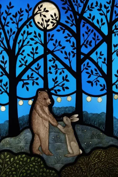 Custom Size Stained Glass Window Film Animal Pattern Rabbit Crow  Bird Fox For Rectangular Shape Glass Office Home Decor