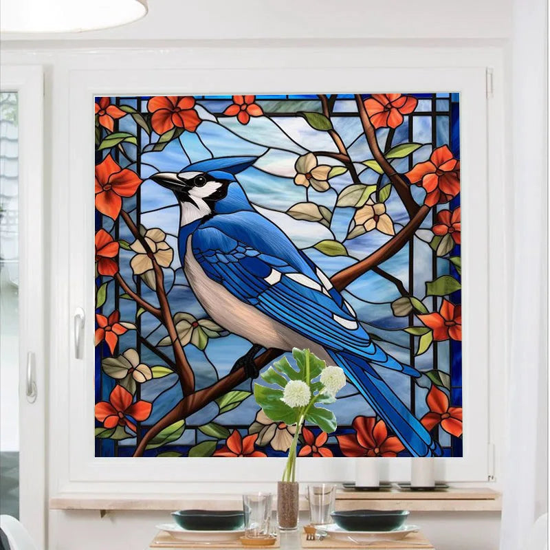 Custom size Window Film Stained Glass Films Frosted Privacy Static Cling Retro Bird Peacock Sticker Bathroom Skylight Decor