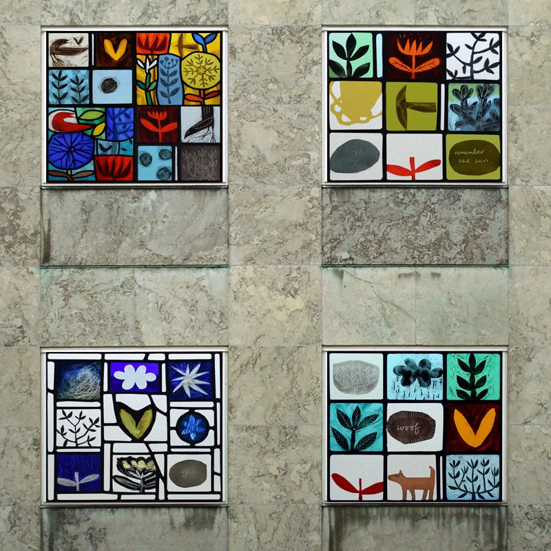 Custom size Glass Films Stained Glass Stickers Static Cling Frosted Privacy PVC Print Natural Village For Window Door Home Decor