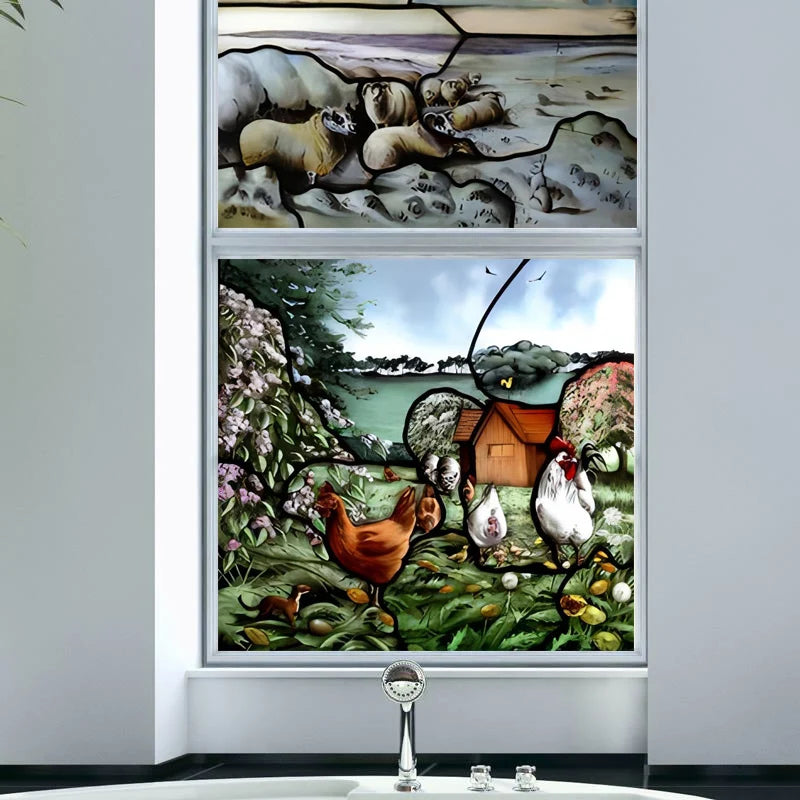 Stained Glass Window Film Frosted Glass Sticker,Custom made to fit any Window Size or Shape,Kitchen Bathroom Door Home Decor