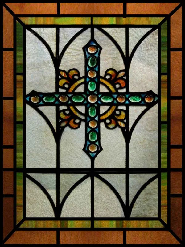 Custom Frosted Stained Glass Window Film,PVC Static Cling Films,Cross Church Decor Foil Stickers