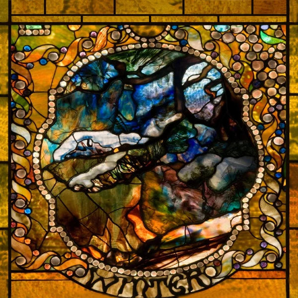 Window Film Stained Glass Films Frosted Privacy Static Cling ,Vintage 4 Seasons Spring, Summer,Autumn,Winter Pictuer for Home