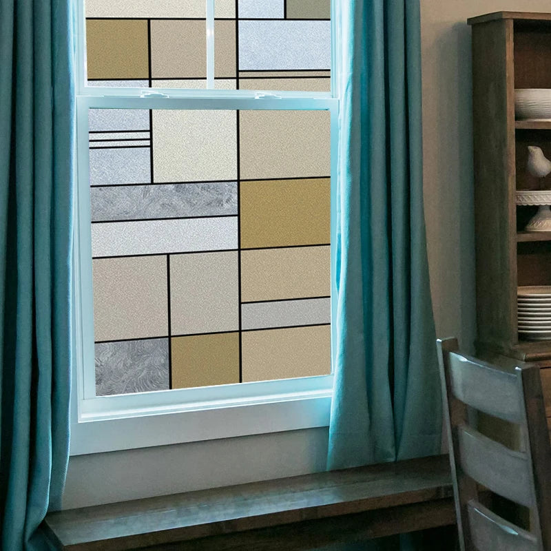 Custom Size Stained Glass Window Film, Frosted Privacy, Static Cling, Retro Matte Sticker, Bathroom Door, Office, Home Decor
