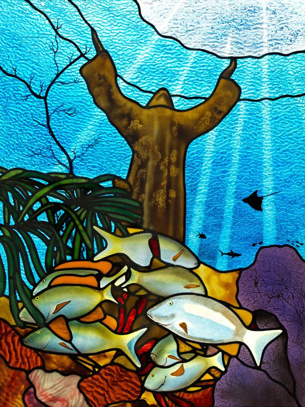 Custom Size Glass Window Film Static Cling Frosted Glass Films Stickers For Wardrobe Bathroom Kitchen Door Fish Dolphin Poster