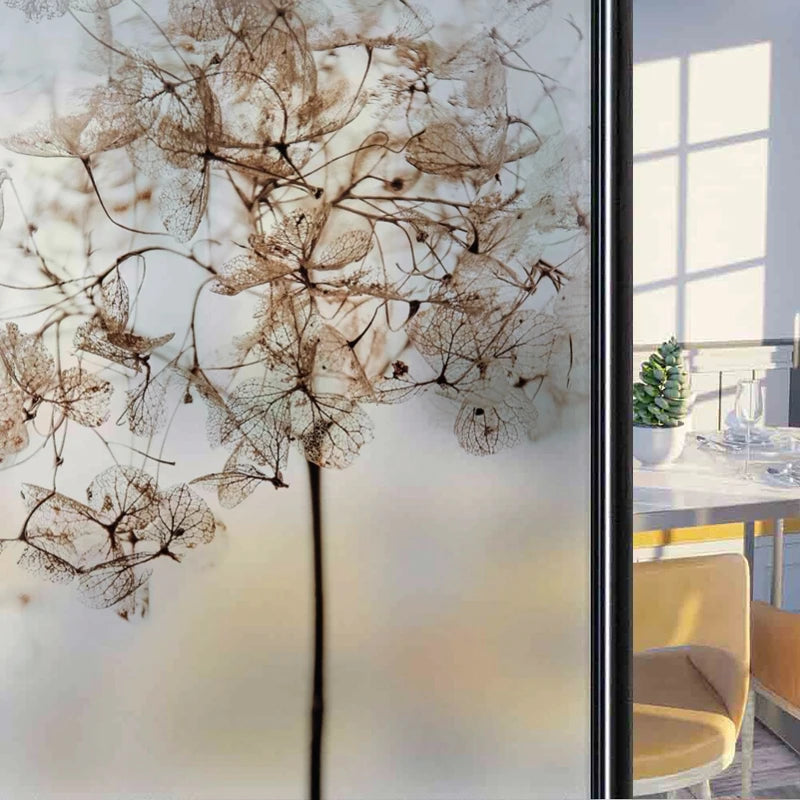 Frosted Stained Glass Window Film, Customized Decor Design, Leaf Static Cling Sticker,Home Decor Foil, Treatment