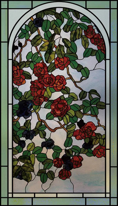 Window Film Frosted Stained Glass Films Customized Art Decor Design Flower Static Cling Sticker,Home Decor Foil Window Treatment