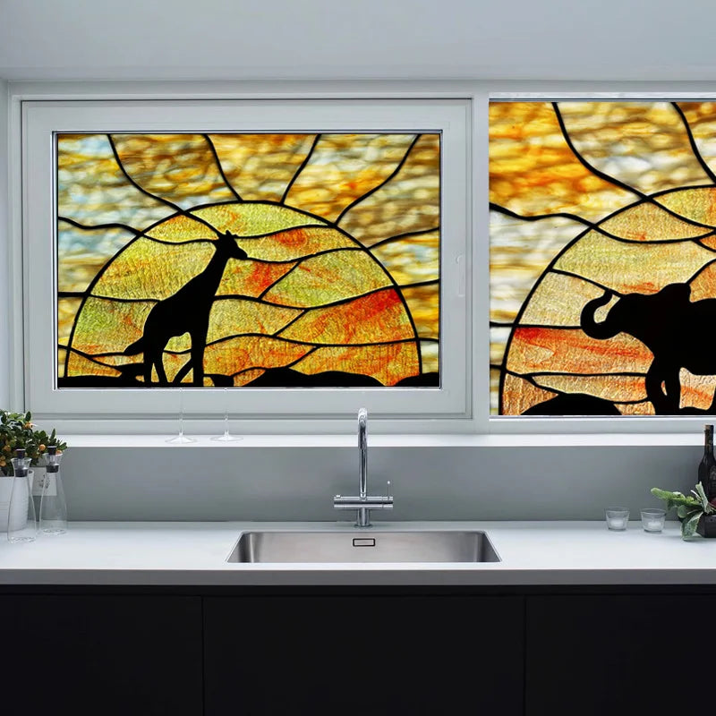 Custom Size Stained Glass Window Film, Transom Frosted Glass Sticker, Kitchen Room Door, Bathroom, Home Decor