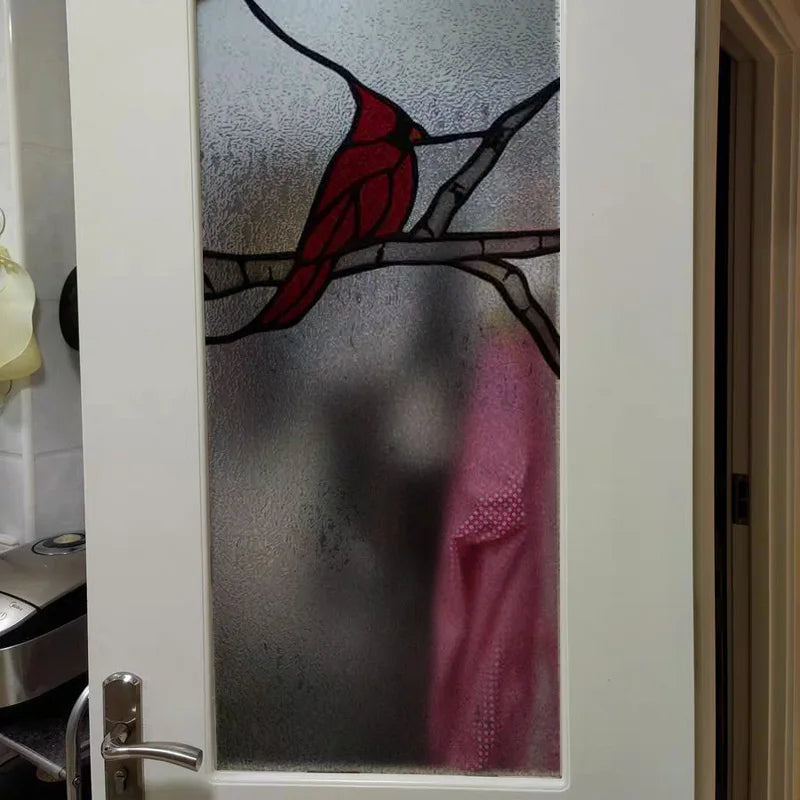 Window Film Stained Glass Films Frosted Static Cling Light-transparent Privacy Glass Sticker Home Decor 3D Material,Tree Bird