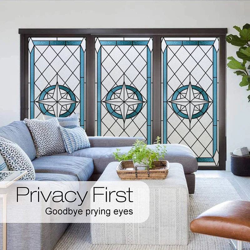 Custom Size Window Film, Stained Glass Stickers, Static Cling, Frosted Privacy, Classic Style, for Window Door, Home Decor